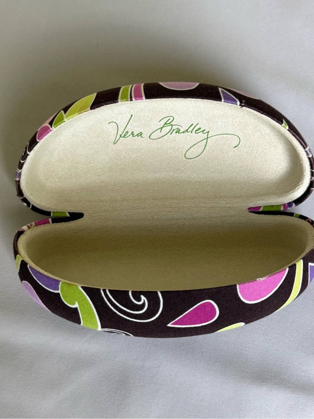 Vera Bradley Brown Paisley Eyeglass Case with Pink & Lime Accents